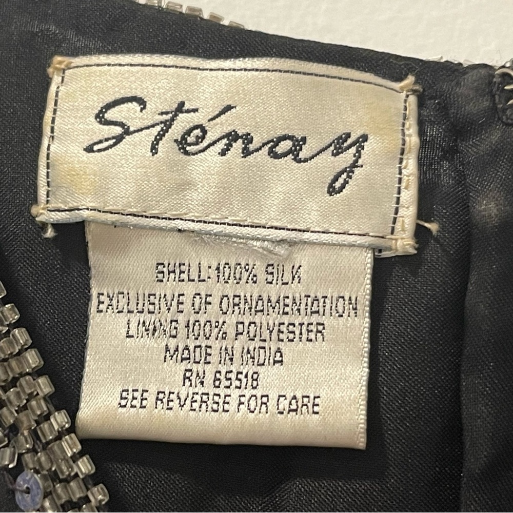 VINTAGE STENAY BLACK SILK SEQUINS TOP SHELL BLOUSE HOLIDAY PARTY EVENING WEAR - Picture 12 of 13
